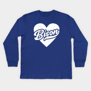 Vintage Bison School Spirit // High School Football Mascot // Go Bison Kids Long Sleeve T-Shirt